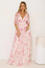 Enchanted Petals Maxi Dress Fuchsia