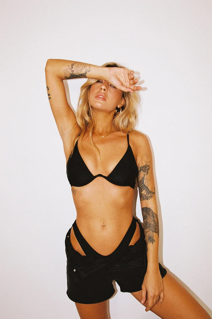 DNM High Rise Denim Shorts Black