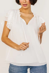 Asher Ruffle Sleeve Top | Off White