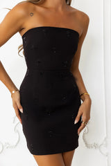 Glimmer Glow Strapless Mini Dress Black