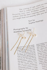 18k Gold Plated Pearl Ties Earrings Gold