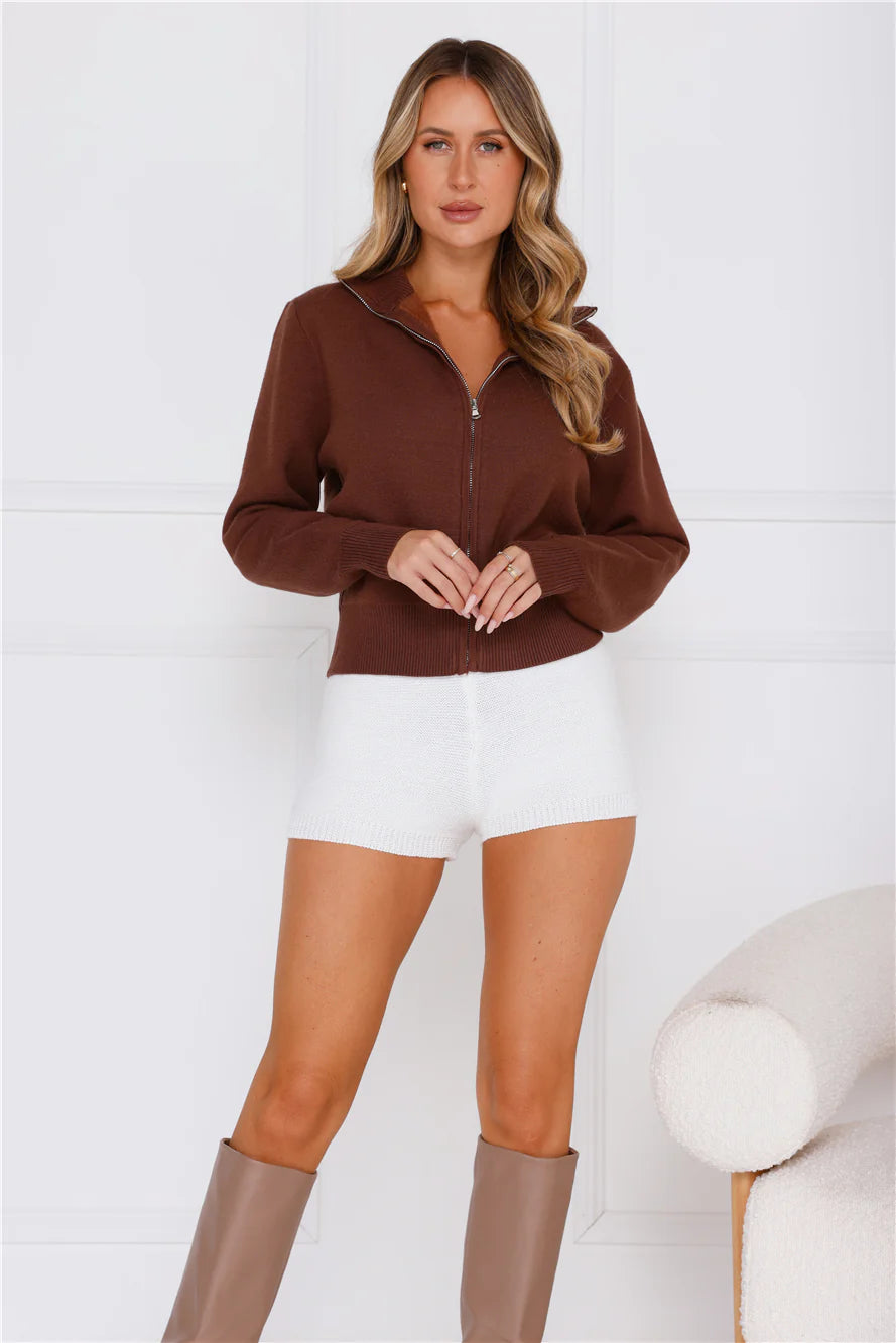 Embracing Comfort Knit Cardigan Chocolate