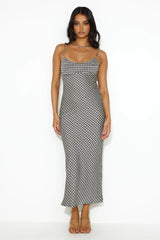Classy Nature Satin Maxi Dress Black
