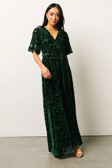 Uma Velvet Maxi Dress | Dark Green