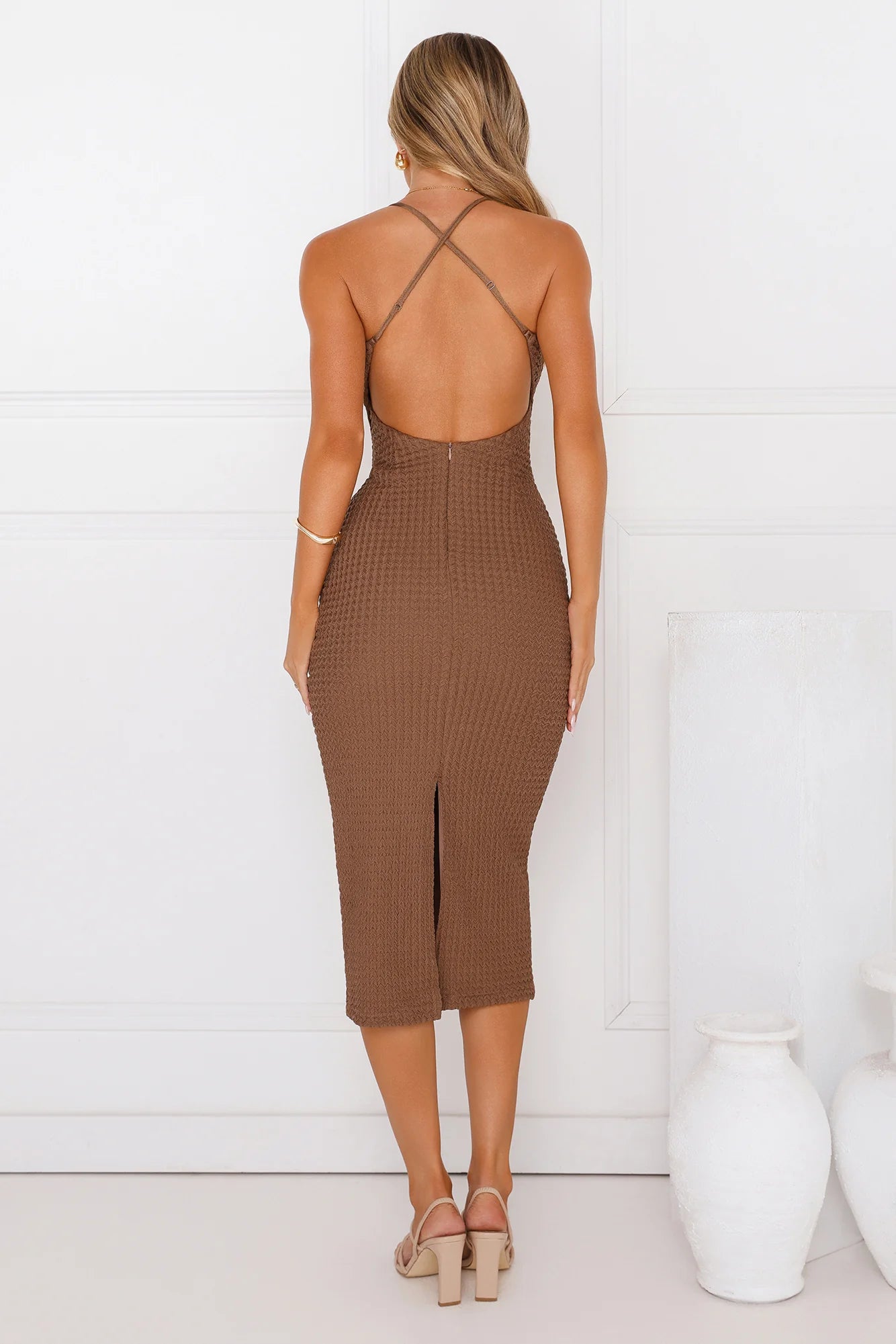 Coco Lush Midi Dress Brown
