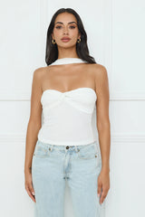 Club Luxe Mesh Halter Top White