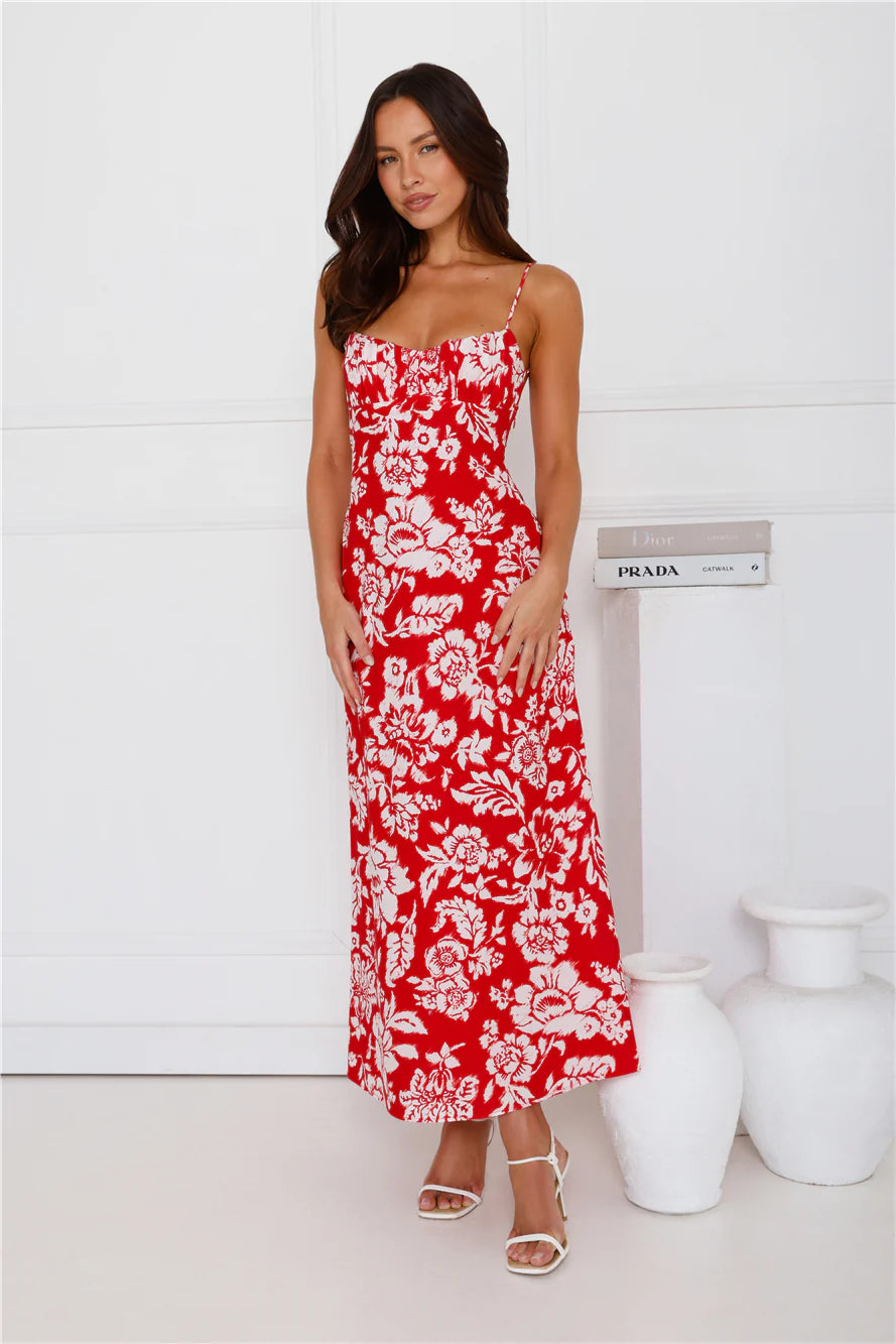 Gardenia Grove Maxi Dress Red