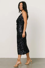 Madi Sequin Midi Dress | Midnight Blue