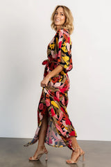 Moira Kimono Maxi Dress | Navy Multi Print