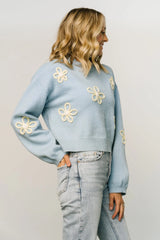 Annie Flower Knit Sweater | Blue
