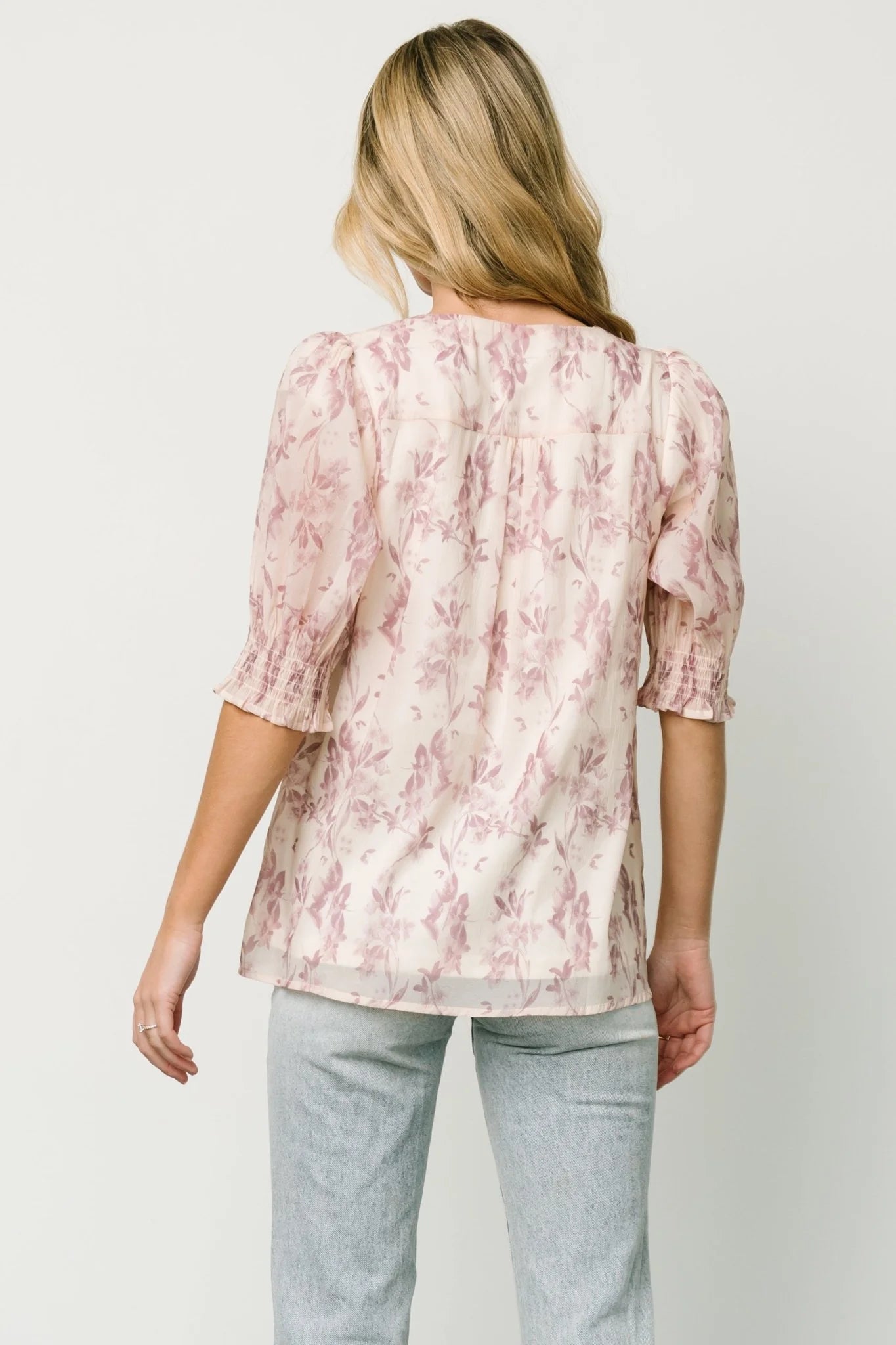 Cordova Top | Beige + Mauve Floral