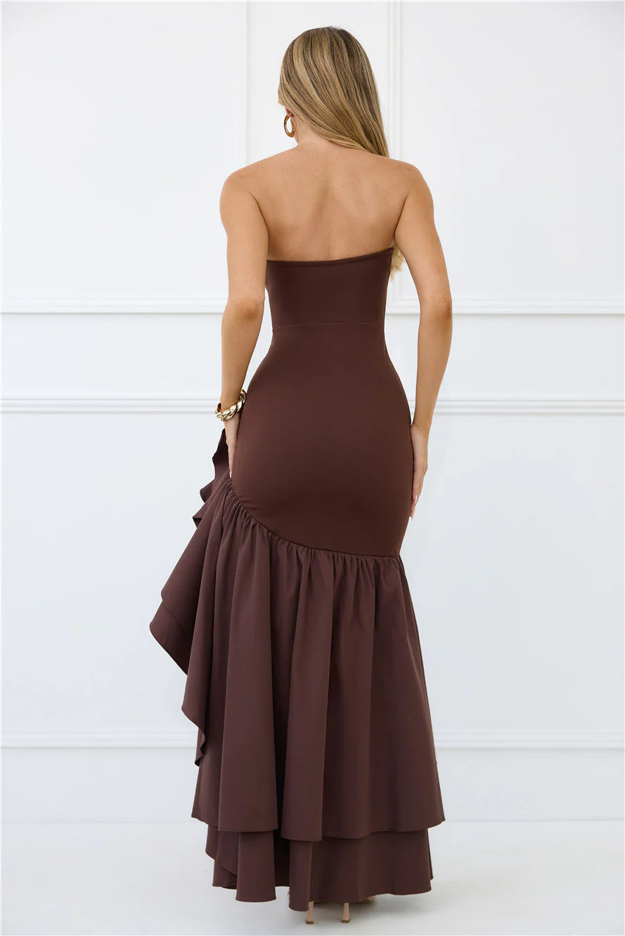 Extravagant Events Strapless Maxi Dress Brown