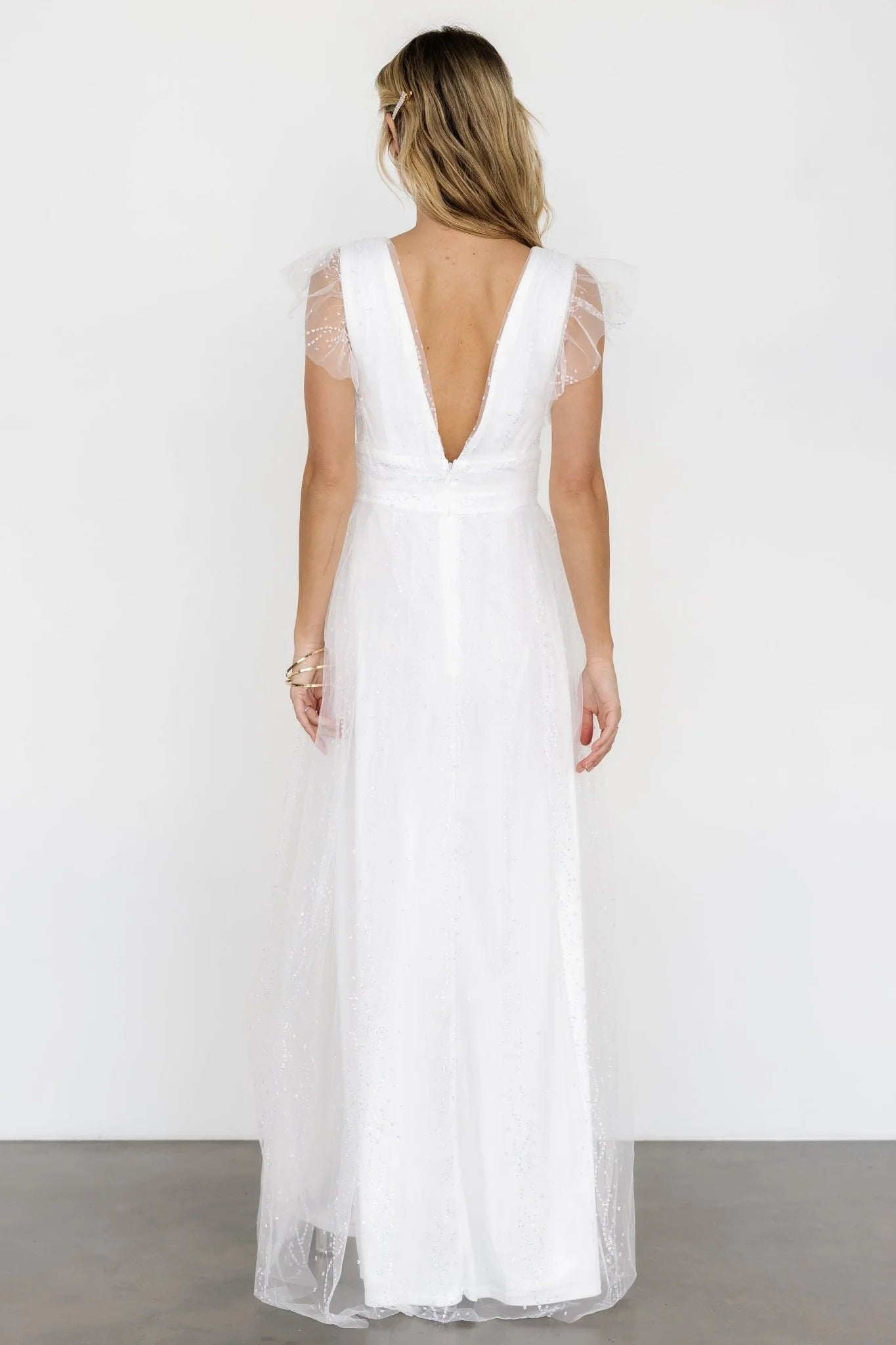 Annika Sequin Mesh Maxi Dress | Off White