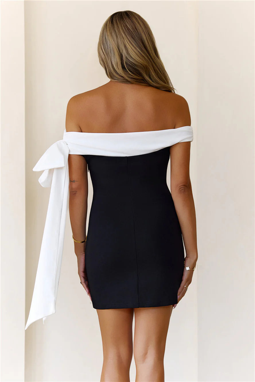 Whispered Luxe Off Shoulder Mini Dress Black