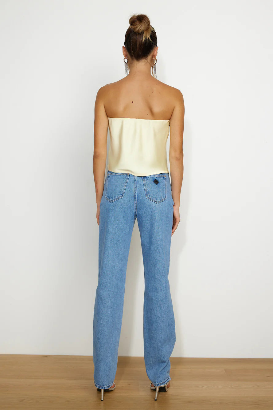 Fresh Style Satin Top Yellow