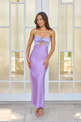 Cotton Candy Kisses Strapless Satin Maxi Dress Purple
