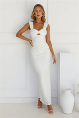 Upscale Ribbed Maxi Dress White